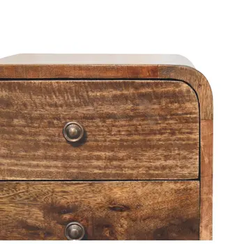 22" Brown Solid Wood Square Two Drawer Nightstand
