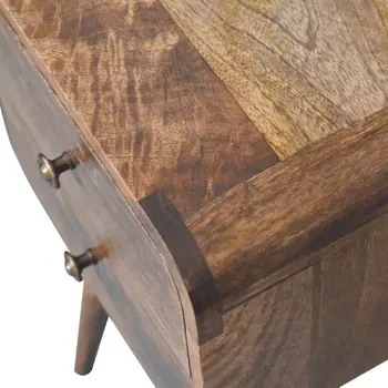 22" Brown Solid Wood Square Two Drawer Nightstand