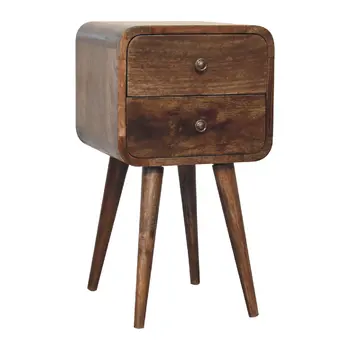 22" Brown Solid Wood Square Two Drawer Nightstand