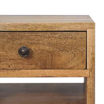 20" Brown Solid Wood Two Drawer Nightstand