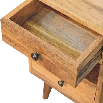 20" Brown Solid Wood Two Drawer Nightstand