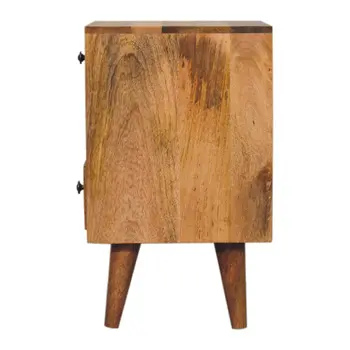 20" Brown Solid Wood Two Drawer Nightstand