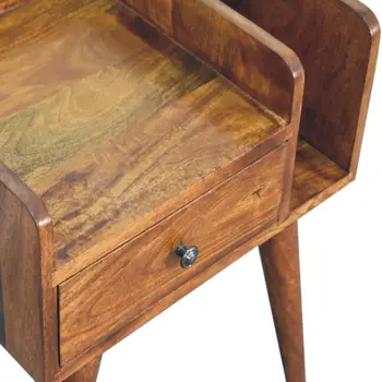 22" Brown Solid Wood One Drawer Nightstand