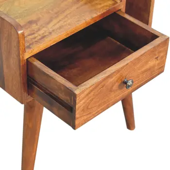 22" Brown Solid Wood One Drawer Nightstand