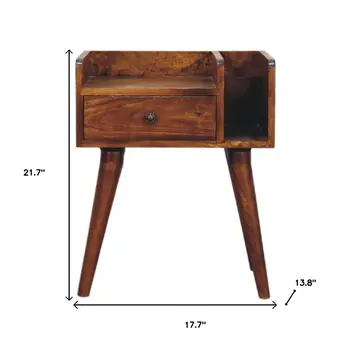 22" Brown Solid Wood One Drawer Nightstand