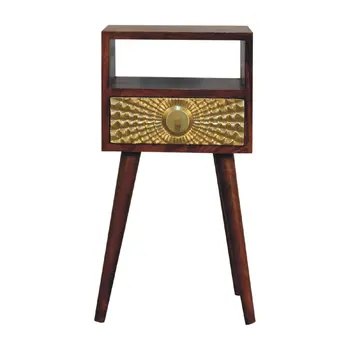 23" Brown Solid Wood Square One Drawer Nightstand