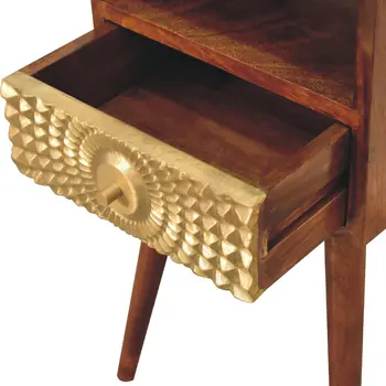 23" Brown Solid Wood Square One Drawer Nightstand