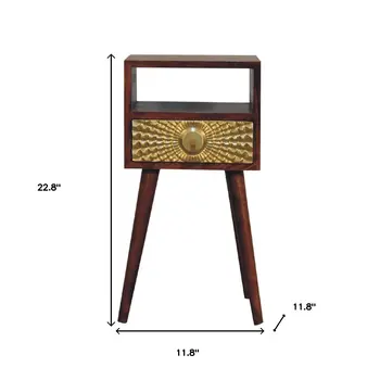 23" Brown Solid Wood Square One Drawer Nightstand