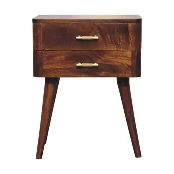 23" Brown Solid Wood Two Drawer Nightstand