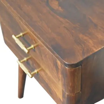23" Brown Solid Wood Two Drawer Nightstand