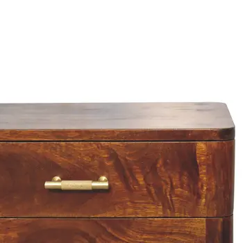 23" Brown Solid Wood Two Drawer Nightstand