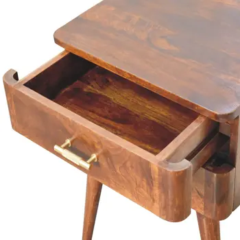 23" Brown Solid Wood Two Drawer Nightstand