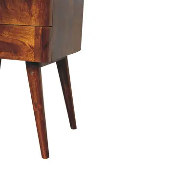 23" Brown Solid Wood Two Drawer Nightstand