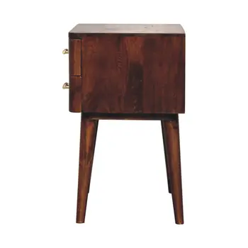 23" Brown Solid Wood Two Drawer Nightstand