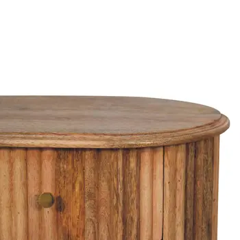 20" Brown Solid Wood Round Two Drawer Nightstand