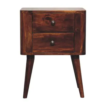 24" Chestnut Solid Wood Square Two Drawer Nightstand
