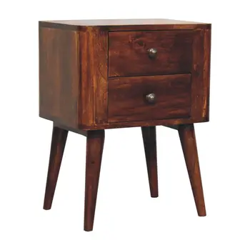 24" Chestnut Solid Wood Square Two Drawer Nightstand