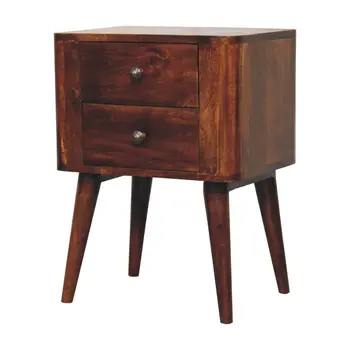 24" Chestnut Solid Wood Square Two Drawer Nightstand