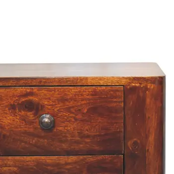 24" Chestnut Solid Wood Square Two Drawer Nightstand