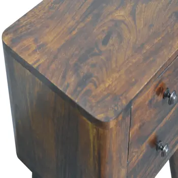 24" Chestnut Solid Wood Square Two Drawer Nightstand