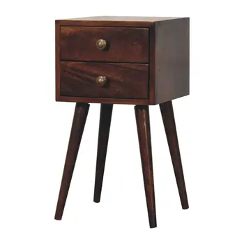 22" Walnut Solid Wood Square Two Drawer Nightstand