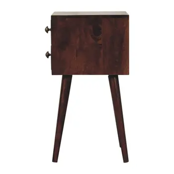 22" Walnut Solid Wood Square Two Drawer Nightstand