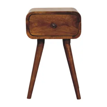 19" Brown Solid Wood Square One Drawer Nightstand