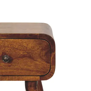 19" Brown Solid Wood Square One Drawer Nightstand