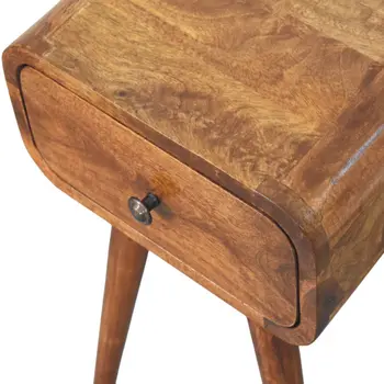 19" Brown Solid Wood Square One Drawer Nightstand