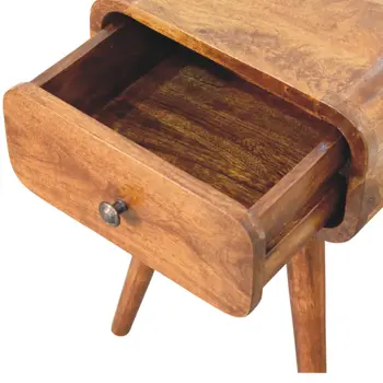 19" Brown Solid Wood Square One Drawer Nightstand