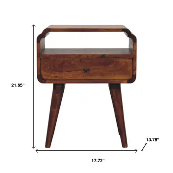 22" Chestnut Solid Wood Oval One Drawer Nightstand
