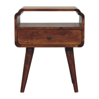 22" Chestnut Solid Wood Oval One Drawer Nightstand