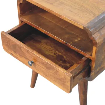 22" Chestnut Solid Wood Oval One Drawer Nightstand