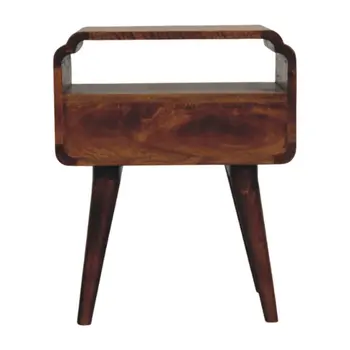 22" Chestnut Solid Wood Oval One Drawer Nightstand