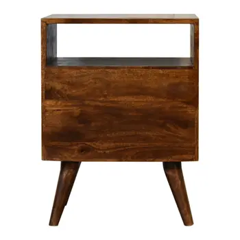 24" Brown Solid Wood Square Two Drawer Nightstand