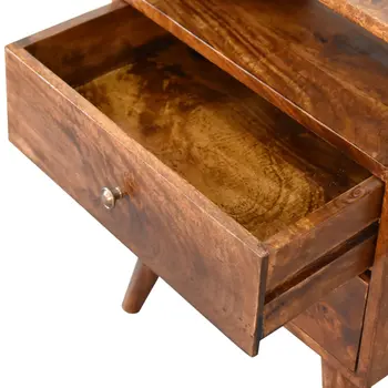 24" Brown Solid Wood Square Two Drawer Nightstand
