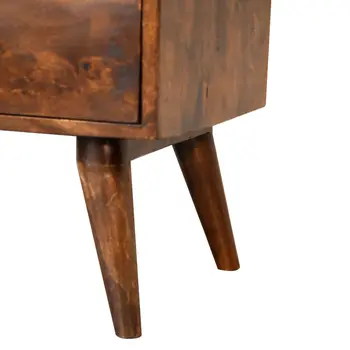 24" Brown Solid Wood Square Two Drawer Nightstand