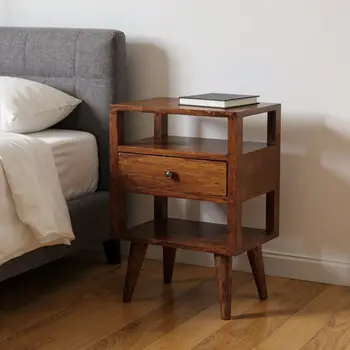 24" Chestnut Solid Wood One Drawer Nightstand