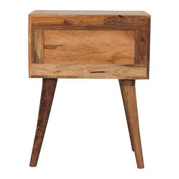 23" Black Ivory And Light Brown Solid Wood Geometric Bone Inlay Two Drawer Nightstand