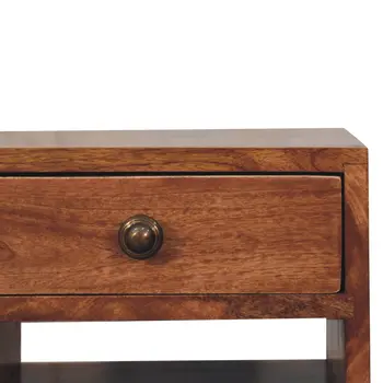 20" Brown Solid Wood Two Drawer Nightstand