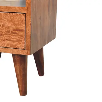20" Brown Solid Wood Two Drawer Nightstand