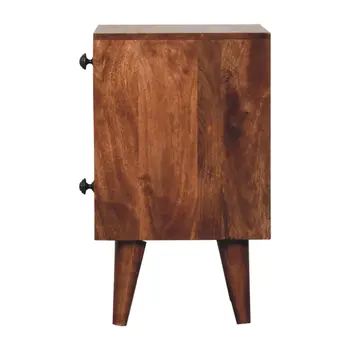 20" Brown Solid Wood Two Drawer Nightstand