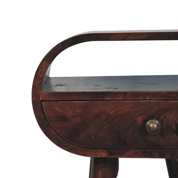 21" Walnut Solid Wood Oval One Drawer Nightstand
