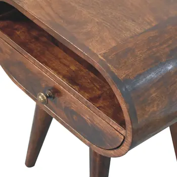 21" Walnut Solid Wood Oval One Drawer Nightstand