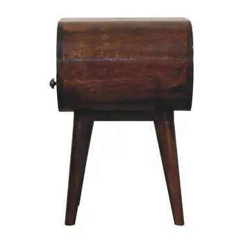 21" Walnut Solid Wood Oval One Drawer Nightstand
