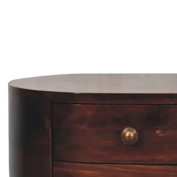 21" Walnut Solid Wood Oval Two Drawer Nightstand