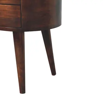 21" Walnut Solid Wood Oval Two Drawer Nightstand
