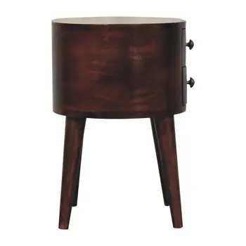 21" Walnut Solid Wood Oval Two Drawer Nightstand