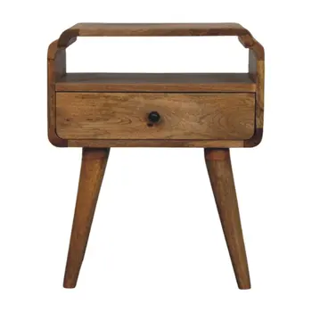 22" Light Brown Solid Wood One Drawer Nightstand
