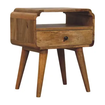 22" Light Brown Solid Wood One Drawer Nightstand